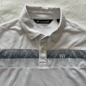 Travis Mathew boys white polo shirt size medium